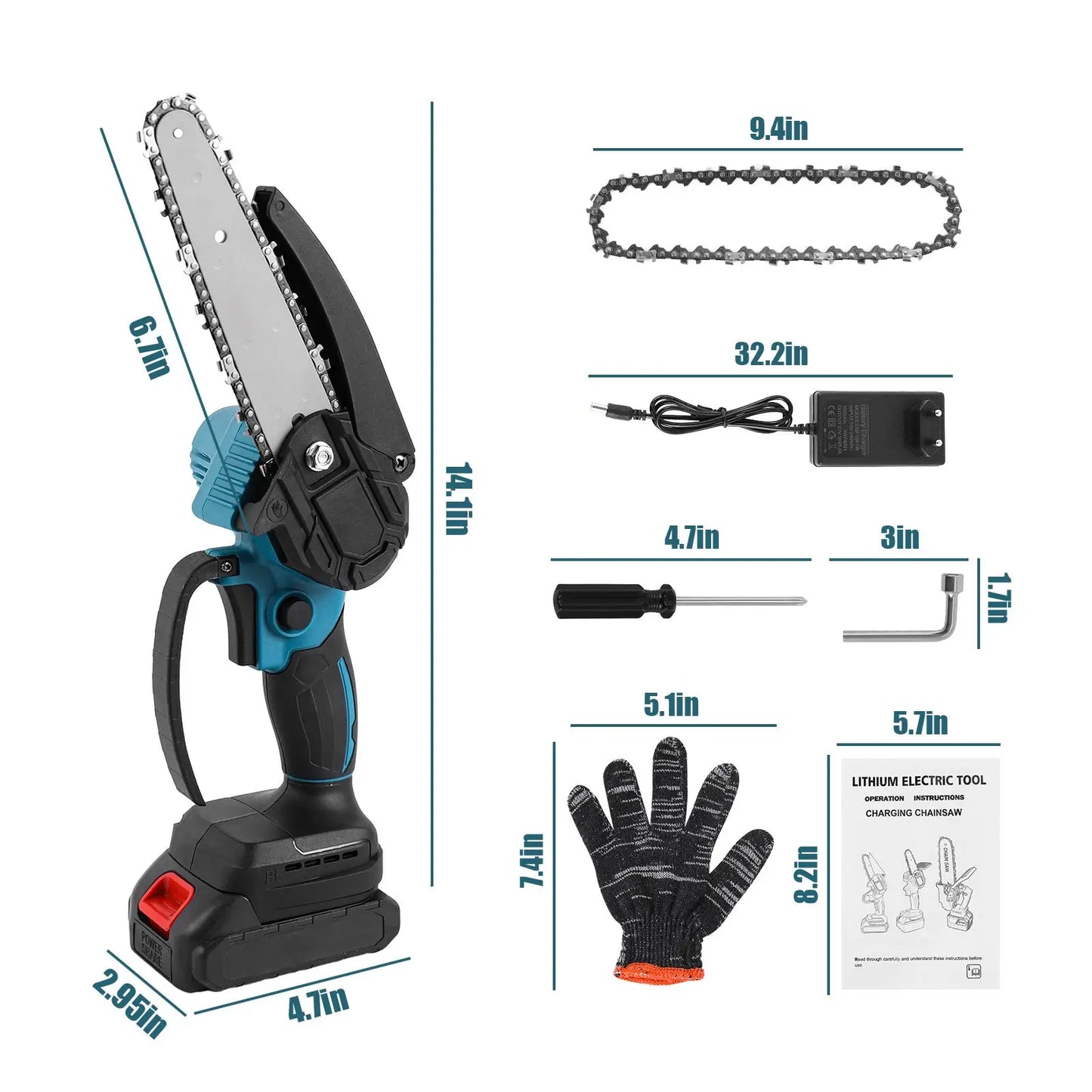 6-Zoll-Mini-Akku-Kettensäge, elektrische Säge 