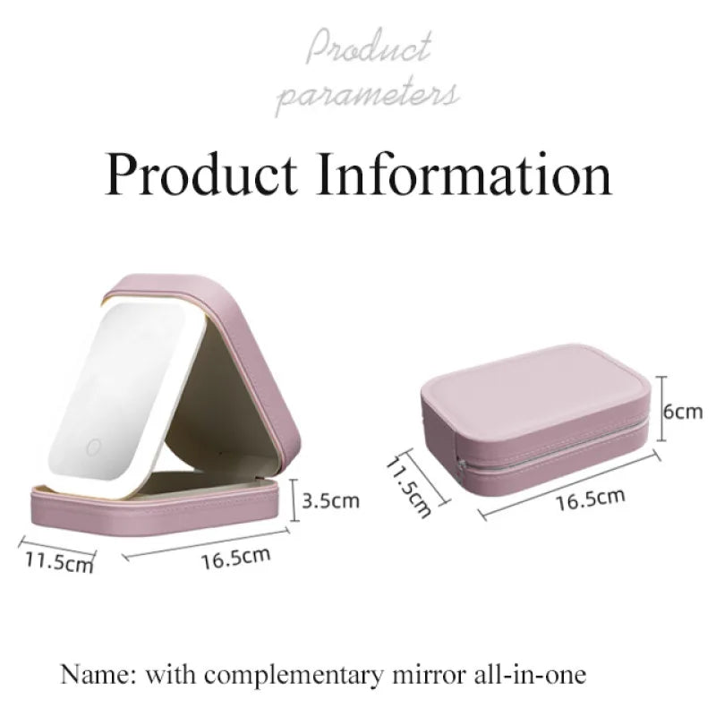 Boîte de rangement portable pour cosmétiques avec miroir lumineux à LED